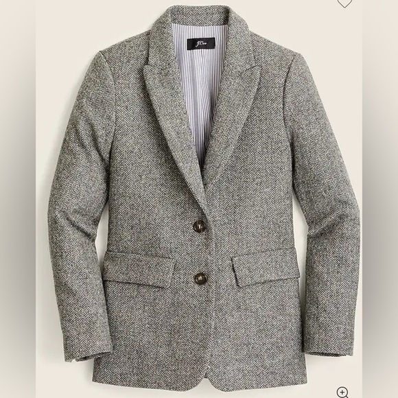 J. Crew Sommerset English Wool Blazer in Herringbone Graphite Gray Size 0 - Picture 2 of 12
